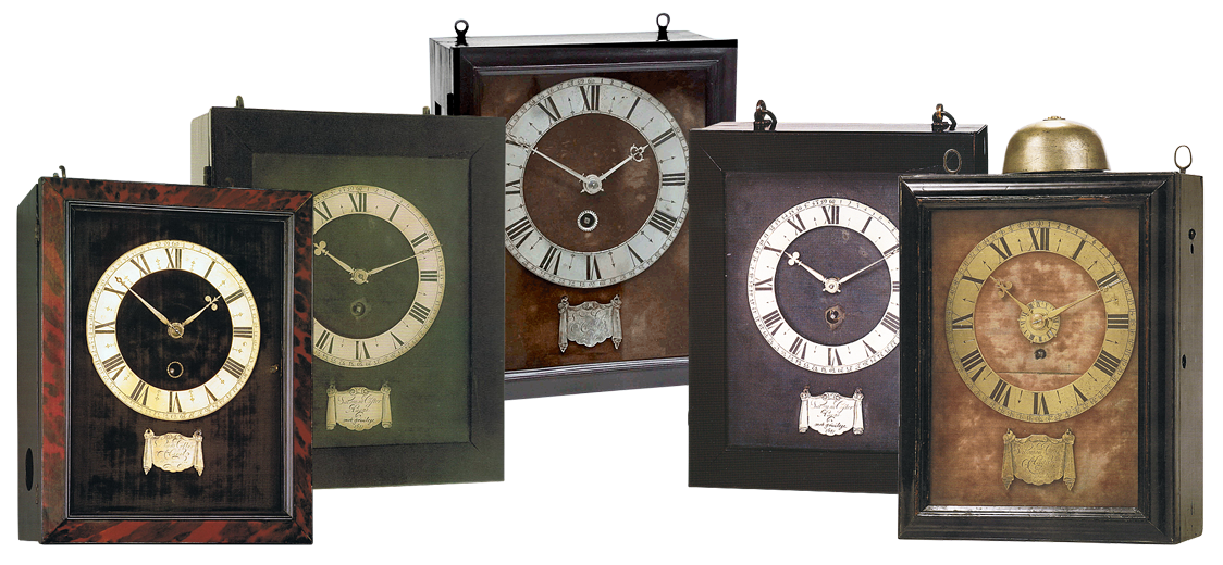 Five early pendulum clocks