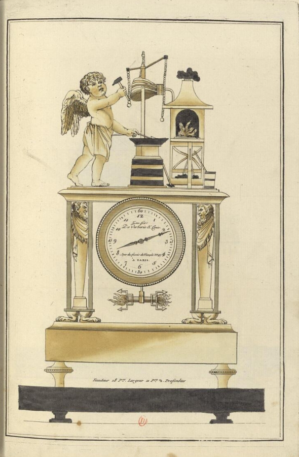 Pendule avec Cupidon forgeron.