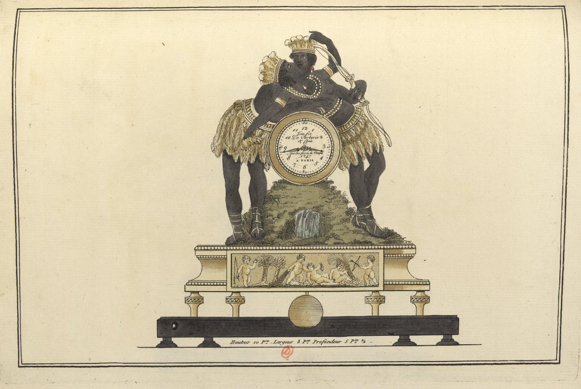 Pendule avec Indien et Indienne enlacés.