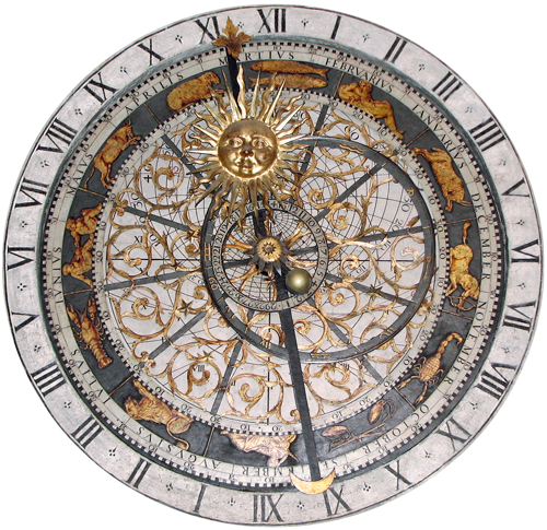 Roman numerals on clock dials.