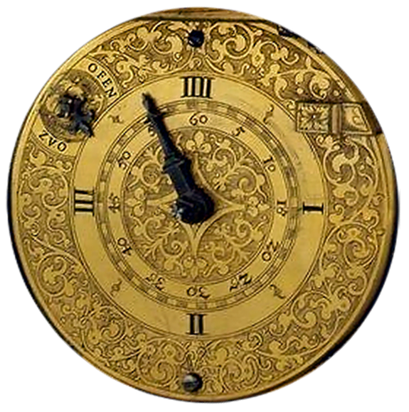 roman numerals on a table clock by Jost Burgi