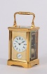 A French 3/4-size gilt brass quarter repeating 
alarm carriage clock, circa 1880.