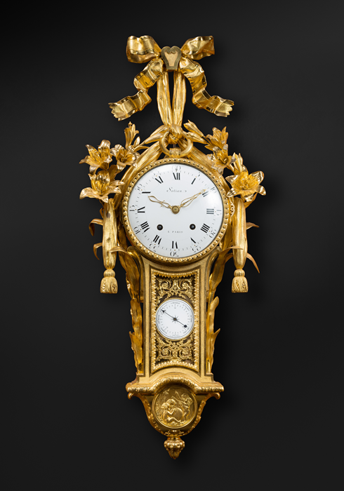 Rare Gilt Bronze Cartel with Barometer
Paris, Louis XVI period, circa 1775-85 
Height 103 cm, width 43.5 cm 
 