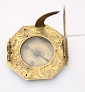 A lovely German engraved gilt brasspocket sun dial by Andreas Vogler, circa 1740