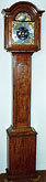 Unusual Scandinavian eight-day oak-cased longcase with pewter dial, mid 18th century, only 6ft 8in.