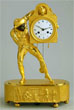 A fine antique French harlequin mantel clock ‘Au bon Sauvage’ c.1820
Signed on the enamel dial:  Revel Rue De Richelieu
 