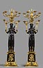 An important pair of Empire gilt and patinated bronze ten-light candelabra attributed to Claude Galle