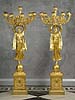An unusually large and very beautiful pair of Empire gilt bronze eight-light candelabra attributed to Pierre-Philippe Thomire