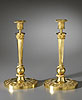 A superb pair of Empire gilt bronze candlesticks attributed to Claude Galle