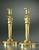 A very fine pair of Empire gilt bronze candlesticks attributed to Claude Galle 