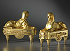 A large and very fine pair of Empire gilt bronze chenets attributed to Pierre-Philippe Thomire