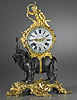 An important Louis XV gilt and patinated bronze Pendule â€˜Ã€ Lâ€™Ã‰lÃ©phantâ€™ of eight day duration, signed on the white enamel dial and on the movement Etienne Le Noir Ã  Paris