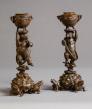 A very interesting pair of humoristic candlesticks atrrib. to Christophe Fratin