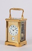 A French 3/4-size gilt brass quarter repeating
alarm carriage clock, circa 1880.