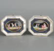 A very unusual and nice pair of charming octagonal paintings on porcelain, circa 1830