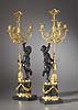 A very fine pair of Louis XVI three light figural candelabra