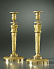 A very fine pair of Empire gilt bronze candlesticks attributed to Claude Galle
