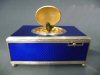 Bontems singing bird box automaton, gold, silver, enamel guilloche pattern. miniature painting, c.1890.