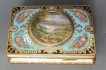 Griesbaum singing bird box automaton, gold and enamel miniature painting, c.1900.