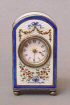 An extremely tiny silver and guilloche enamel miniature travelling timepiece, Swiss ca. 1900.