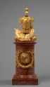 Important Gilt Bronze and Swedish Porphyry War Trophy Mantel Clock
Sweden, Empire period, first third of the 19th century, circa 1815-1820
Height 56 cm; base 17.5 cm x 17.5 cm