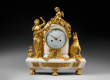 Louis-François-Amable Molliens
Rare White Marble and Gilt Bronze Mantel Clock
“Cupid and Psyche”
Paris, late Louis XVI period, circa 1785-1790