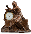Terra Cotta Case Attributed to Louis-Simon Boizot or his Workshop
Rare Terra Cotta “Egyptian” Mantel Clock 
Egyptian Urania or Allegory of Geometry 
Paris, Consulate period, circa 1800