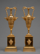 Pair of chased gilt bronze taper-form vases
Paris, Empire period, circa 1810
Height 41.5 cm; base 11 x 11 cm