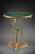 Attributed to Martin-Guillaume Biennais
Exceptional finely chased gilt bronze and Ural malachite pedestal table
Paris, first third of the 19th century, circa 1815-1820
Height 69 cm; diameter 56.5 cm