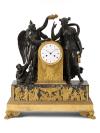 Mantel clock with batinated bronze case by Pierre Philipp Tomire, c. 1810.