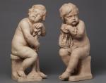A pair of Terracotta putties sculptures signed by Mathieu de Tombay (1768 - 1852)