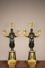 A of pair important French Empire bronze and ormolu three light figural candelabra, circa 1800, height 62cm.