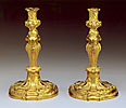 A pair of Louis XV gilt bronze candlesticks