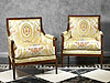 A very fine pair of late Louis XVI mahogany bergères attr. to Jacob