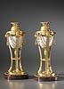 A fine pair of Louis XVI gilt bronze and porcelain cassolettes