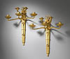 A very fine pair of Empire gilt bronze five-light wall-lights attributed to Claude Galle