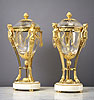 A very fine pair of Louis XVI rock crystal and gilt bronze mounted cassolettes attributed to Antoine-Philippe Pajot