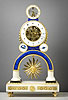 A superb late Louis XVI gilt bronze mounted enamel and marble skeleton clock of eight day duration signed Ridel Paris 