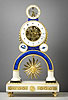 A superb late Louis XVI gilt bronze mounted enamel and marble skeleton clock of eight day duration signed Ridel Paris
