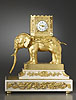 A very important and rare George III gilt bronze and white marble automaton elephant clock by Hubert Martinet, signed Martinet London on the white enamel dial and engraved Martinet on the top of the elephant’s trunk