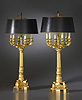 A fine pair of Louis-Philippe gilt bronze seven-light candelabra now mounted as lamps attributed to Thomire et Cie