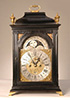 Table clock ebony veneered case, Johannes Vetter Gouda