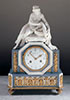 A French Louis XVI ormolu mounted white and blue biscuit mantel clock, signed on the dial Gavelle à Paris, ca. 1790, height 41cms