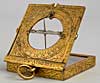 189 An antique Dutch gilt brass universal equinoctial box-sundial. Unsigned, dated 1572.