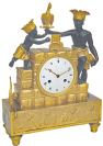 An antique gilt bronze and patinated 'aux sauvage' mantel clock called 