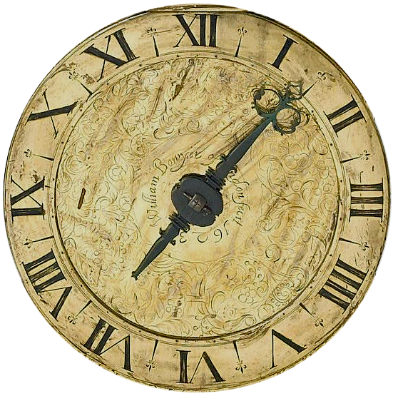 Roman numerals on an English lantern clock dial  c.1623.