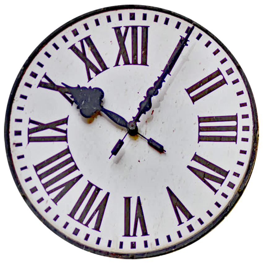 Subtractive roman numeral IV on the dial of a public clock in Prague, 19th c.