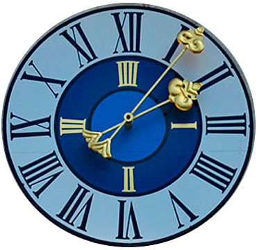 Roman numeral IIII on a 6-hour 'Italian time' lantern clock dial. 